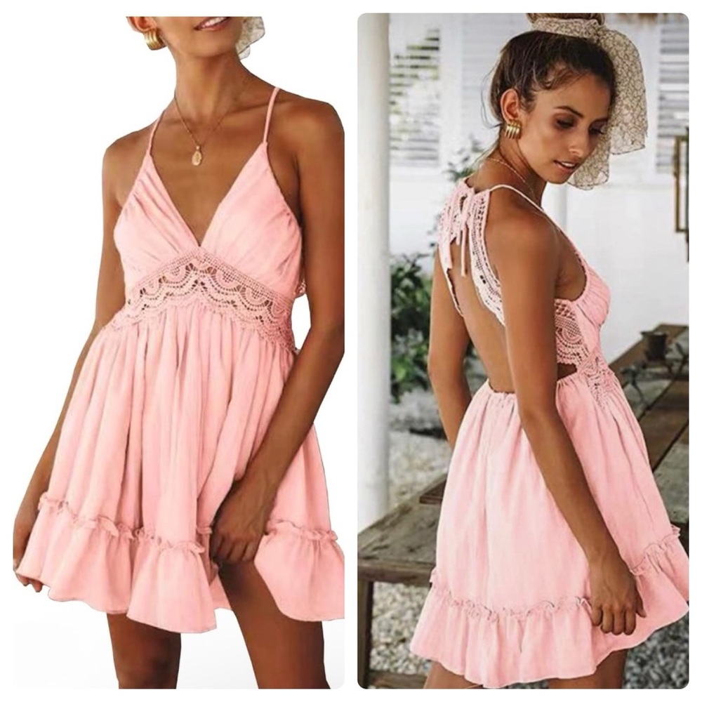Boho Spaghetti Strap Mini Dress